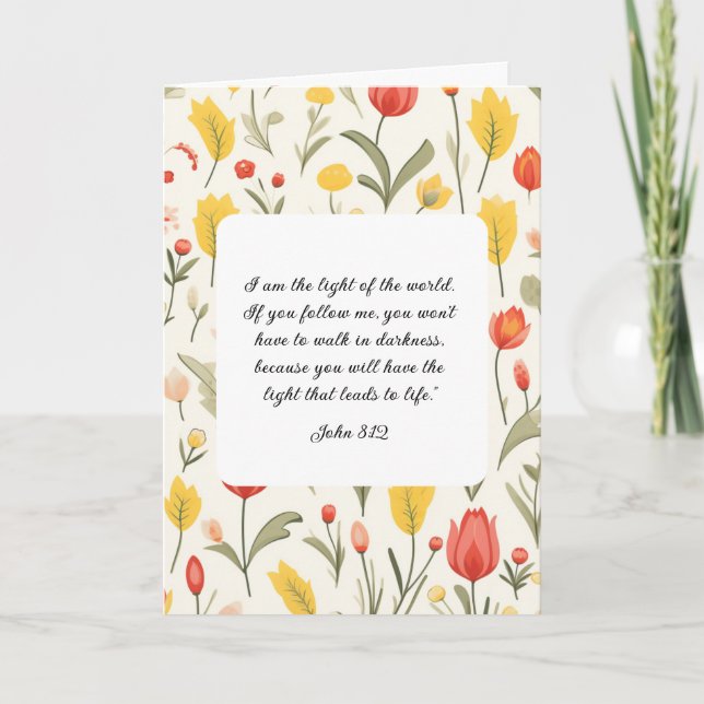 Cartão Lovely Floral John 8:12 Greeting Card (Frente)