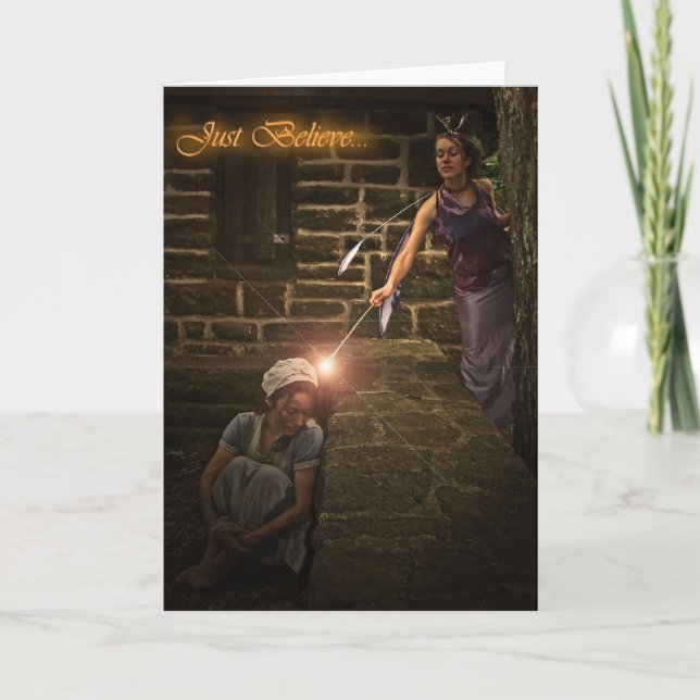 Cartão Lovely "Just Believe" Cinderella and Fairy Card (Frente)