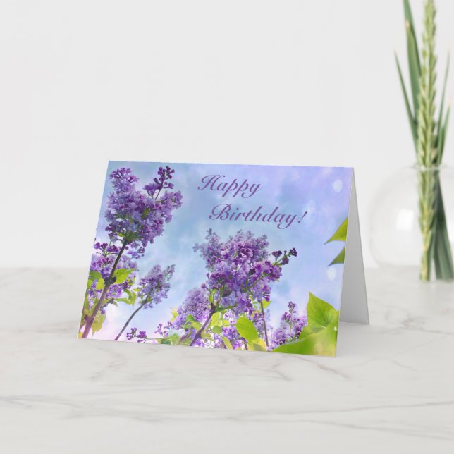 Cartão Lovely Lilacs Happy Birthday (Frente)