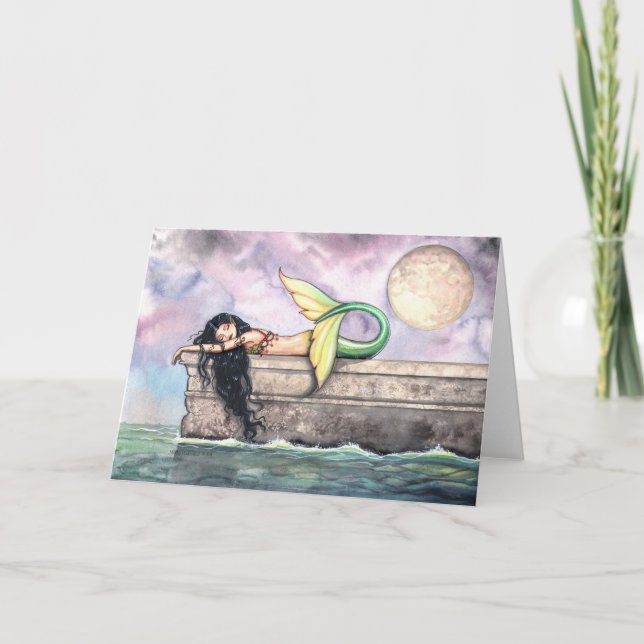Cartão Lovely Sleeping Mermaid Card by Molly Harrison (Frente)