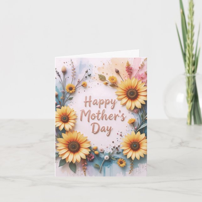 Cartão Lovely Sunflowers 3D Mother's Day (Frente)