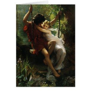Cartão Lovers on a Swing. Spring by Pierre Auguste Cot