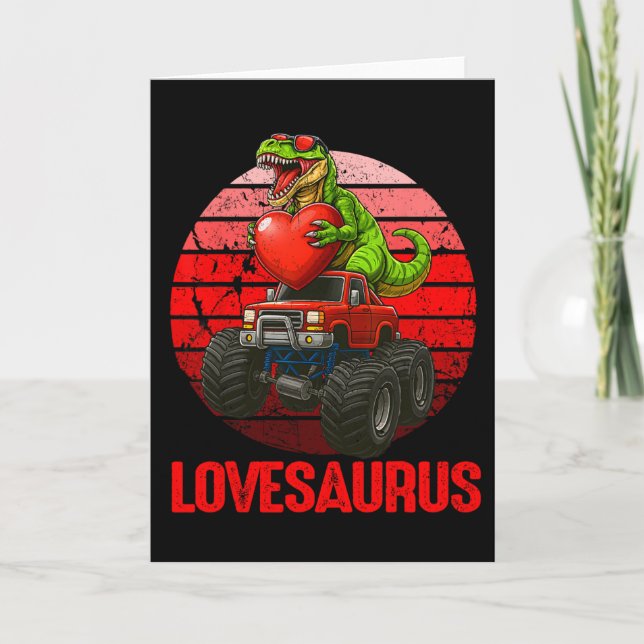 Cartão Lovesaurus Dinossauro Caminhão Monstro do Dia dos  (Frente)