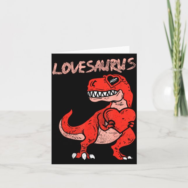 Cartão Lovesaurus Trex Dinosaur Heart Cute Valentines Day (Frente)