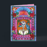 Cartão Lovey You Birthday Card - DD4<br><div class="desc">Female skeleton on the front with a sunrise graphic. Skulls in the corner. Beautiful reflection image inside.</div>