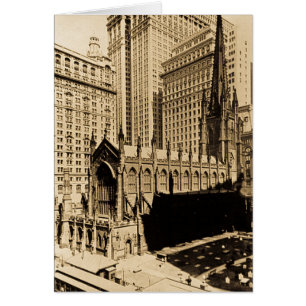 Cartão Lower Manhattan NYC da igreja de trindade & da