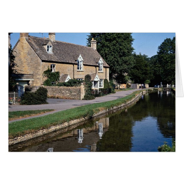 Cartão Lower Slaughter River Ewe, Cotswolds, Inglaterra (Frente Horizontal)