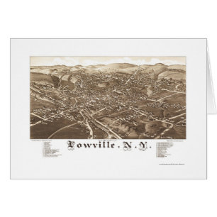 Cartão Lowville, mapa panorâmico de NY - 1885