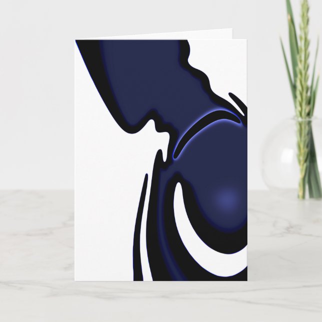 Cartão Lua azul: Abstrato azul, branco e preto (Frente)