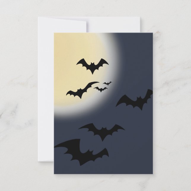 Cartão Lua Cheia de Halloween com Morcegos (Frente)