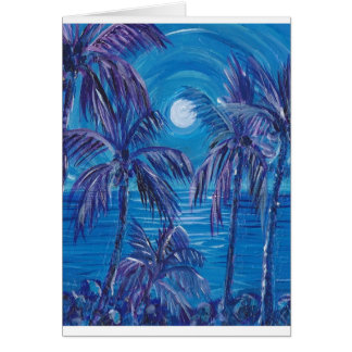 Cartão Lua cheia roxa das palmas