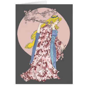 Cartão Lua da flor de cerejeira