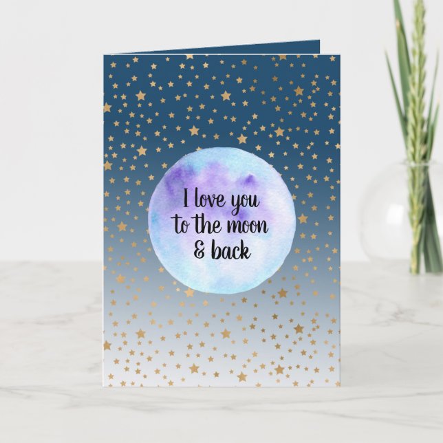 Cartão Lua das estrelas Douradas (Frente)