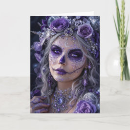 Cartão Lua de Ámora Calavera – Dia de Finados Roxo
