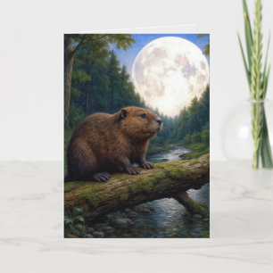 Cartão Lua de Castor de Aniversário