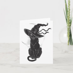 Cartão Lua de Chapéu de Bruxa Negra do Halloween
