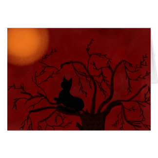 Cartão Lua de observação do gato preto