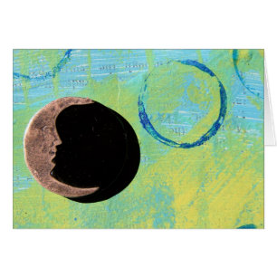 Cartão Lua na pintura abstrata