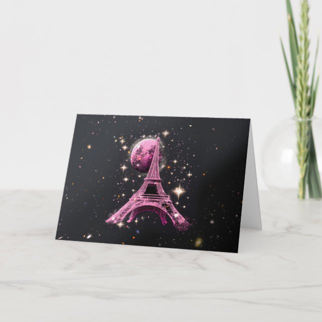 Cartão Lua Noturna Torre Eiffel (Frente)