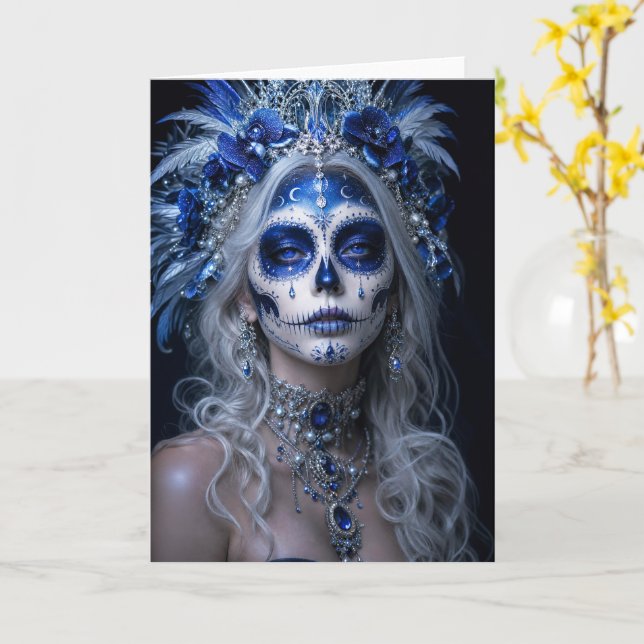 Cartão Lua Safira Calavera – Dia Celestial Azul da (Flor Amarela)