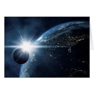 Cartão Lua terrestre e sol