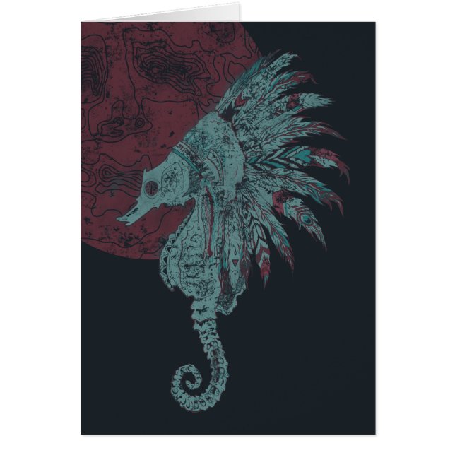 Cartão lua vermelha do cavalo marinho (Frente)