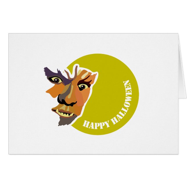 Cartão Lua Wolf, Feliz Halloween (Frente Horizontal)