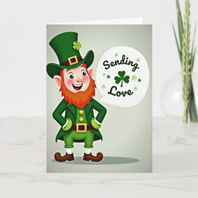 Cartão Luck Leprechaun Sending Love Card (Frente)