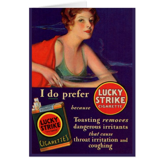 Cartão Lucky Ataca cigarros de 1920 e (Frente)