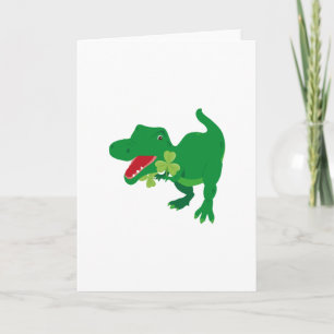 Cartão Lucky Dinosaur Shamrocks Kids St. Patrick's Day