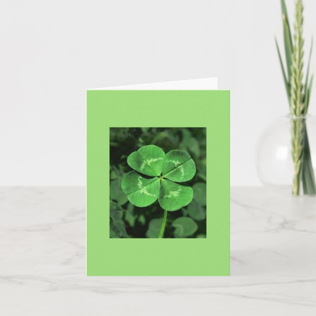 Cartão LUCKY FOUR-LEAF CLOVER Blank Note Card (Frente)