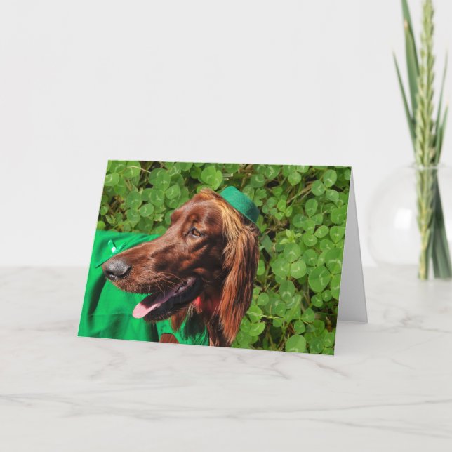Cartão Lucky Irish Setter St. Patrick's Day Greeting Card (Frente)