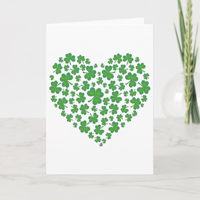 Cartão Lucky Irish Shamrock Heart (Frente)