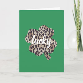 Cartão Lucky Leopard Print Shamrock St. Patrick's Day