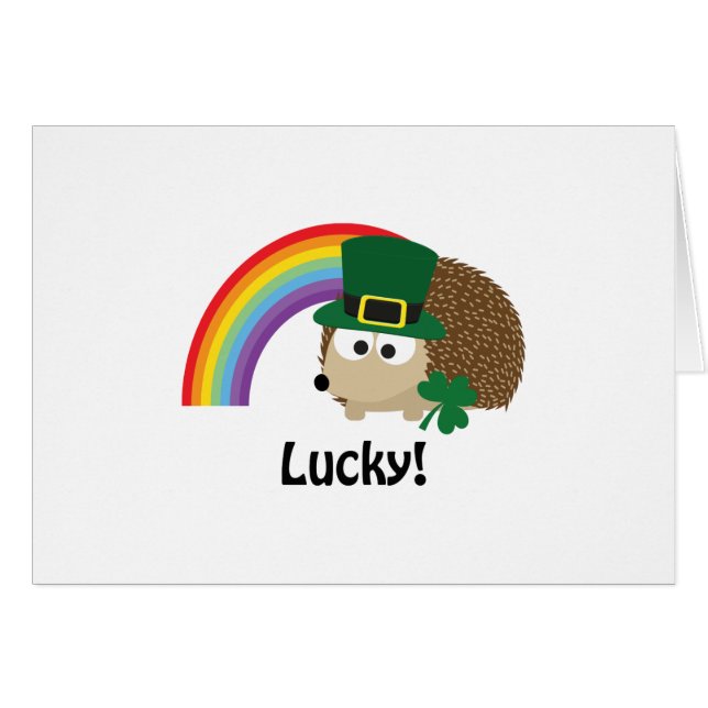 Cartão Lucky Leprechaun Hedgehog (Frente horizontal)