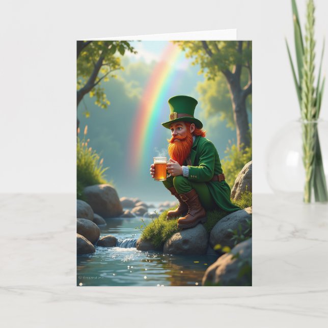 Cartão Lucky Leprechaun Scene Greeting Card (Frente)
