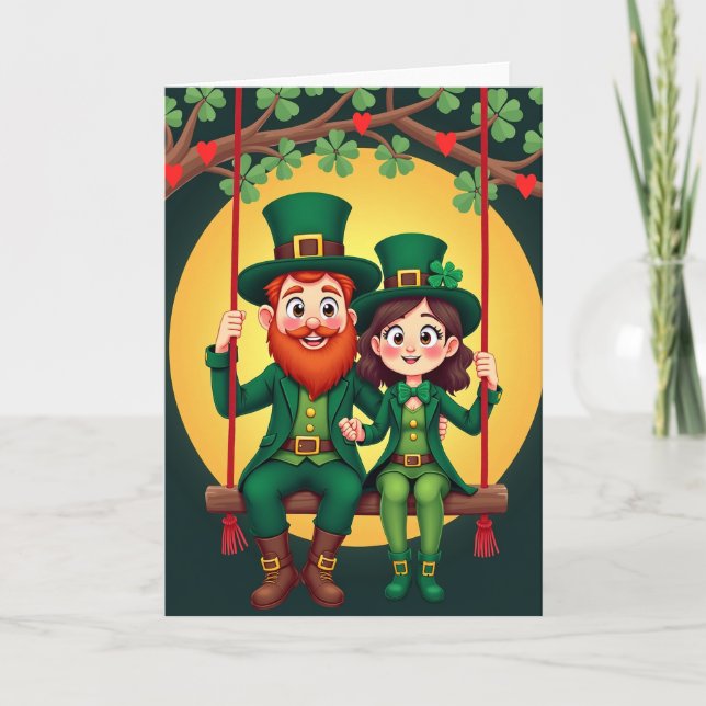 Cartão Lucky Leprechauns Love Card (Frente)