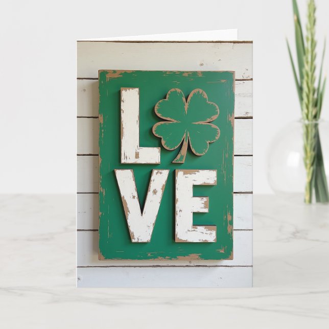 Cartão Lucky Love Wooden Sign Card (Frente)
