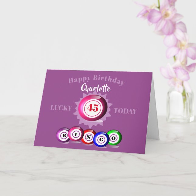 Cartão Lucky Number Bingo Themed Birthday Card (Orquídea)
