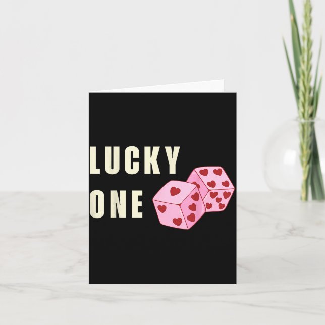Cartão Lucky One Heart Dice Couples Matching Valentines D (Frente)