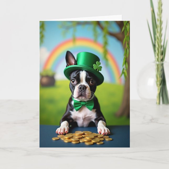 Cartão Lucky Puppy Shamrock Card (Frente)