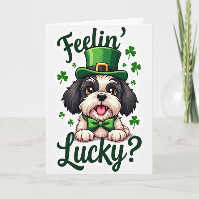 Cartão Lucky Puppy St Patricks Day Card (Frente)