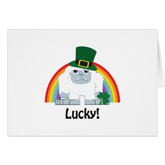 Cartão Lucky Yeti Leprechaun (Frente horizontal)