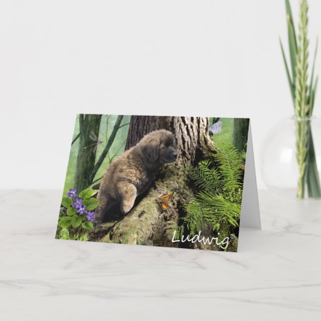 Cartão Ludwig the Leonberger Puppy Greeting Card (Frente)