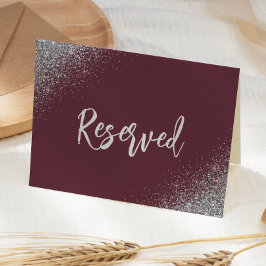 Cartão Lugar de Casamento Reservado em Glitter Prata e Bo