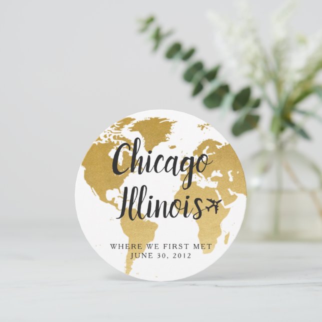 Cartão Lugares em que fomos Números de Mesa Globo (Em pé/Frente)