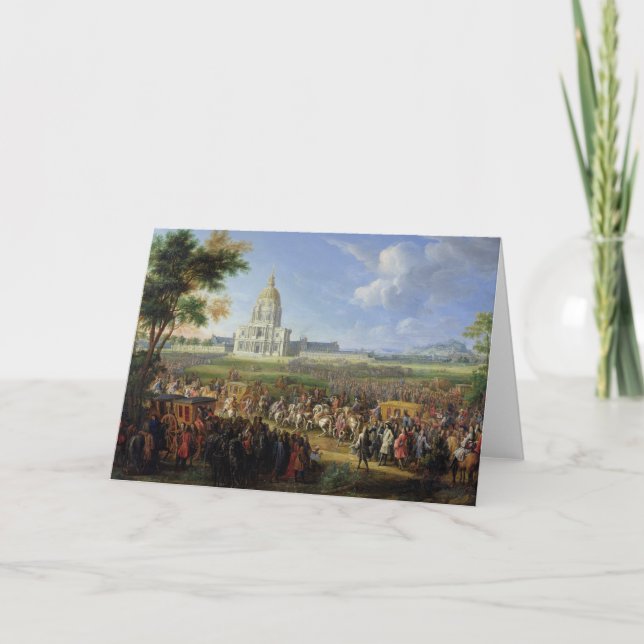 Cartão Luís XIV seu Entourage visitando Les Invalides (Frente)