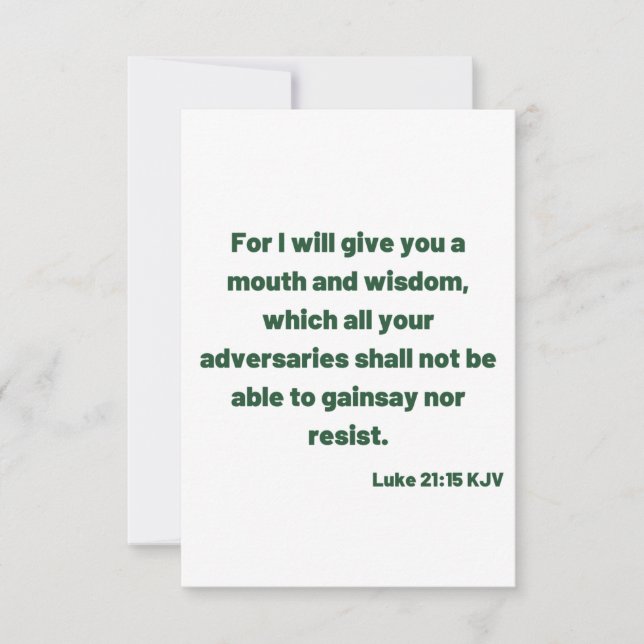 Cartão Luke 21:15 KJV Bíblia Verse Flat Greeting Card (Frente)