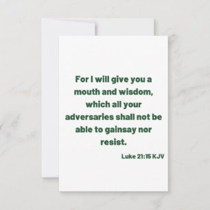 Cartão Luke 21:15 KJV Bíblia Verse Flat Greeting Card
