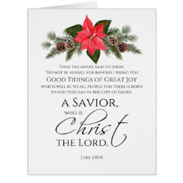 Cartão Luke 2:10-11 Bons Tidings Poinsettia Natal